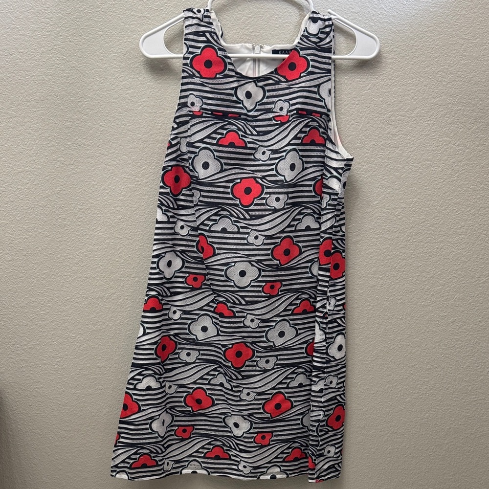 Kaari Blue Black and Red Patterned Mini Dress